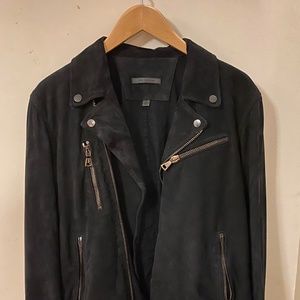 John Varvatos Men's Motorcycle Suede Jacket - Navy